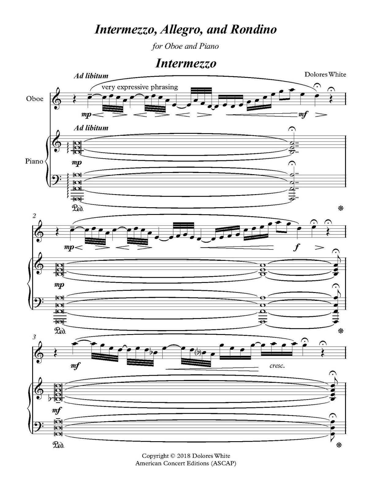 White: Intermezzo, Allegro, and Rondino