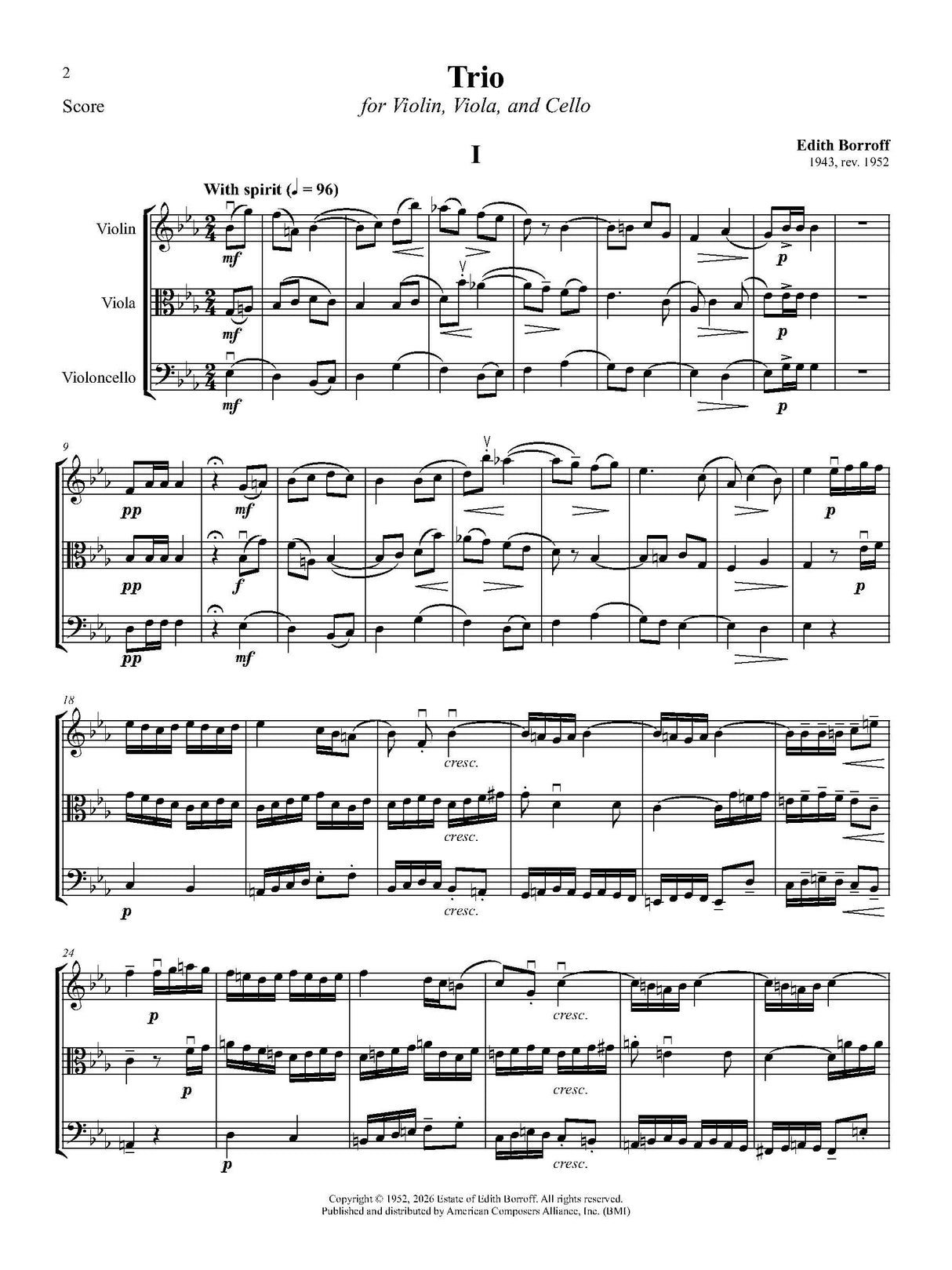 Borroff: String Trio