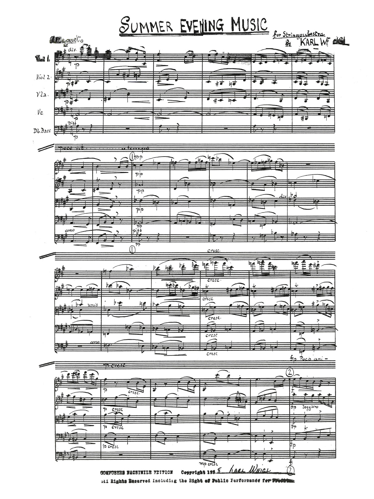 Weigl: Summer Evening Music