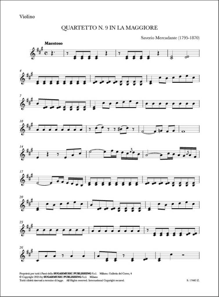 Mercadante: Quartet No. 9 in A Major