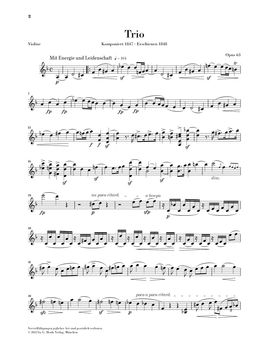 Schumann: Works for Piano Trio