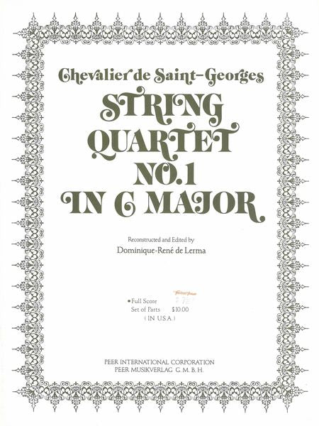 Saint-Georges: String Quartet No. 1 in C Major