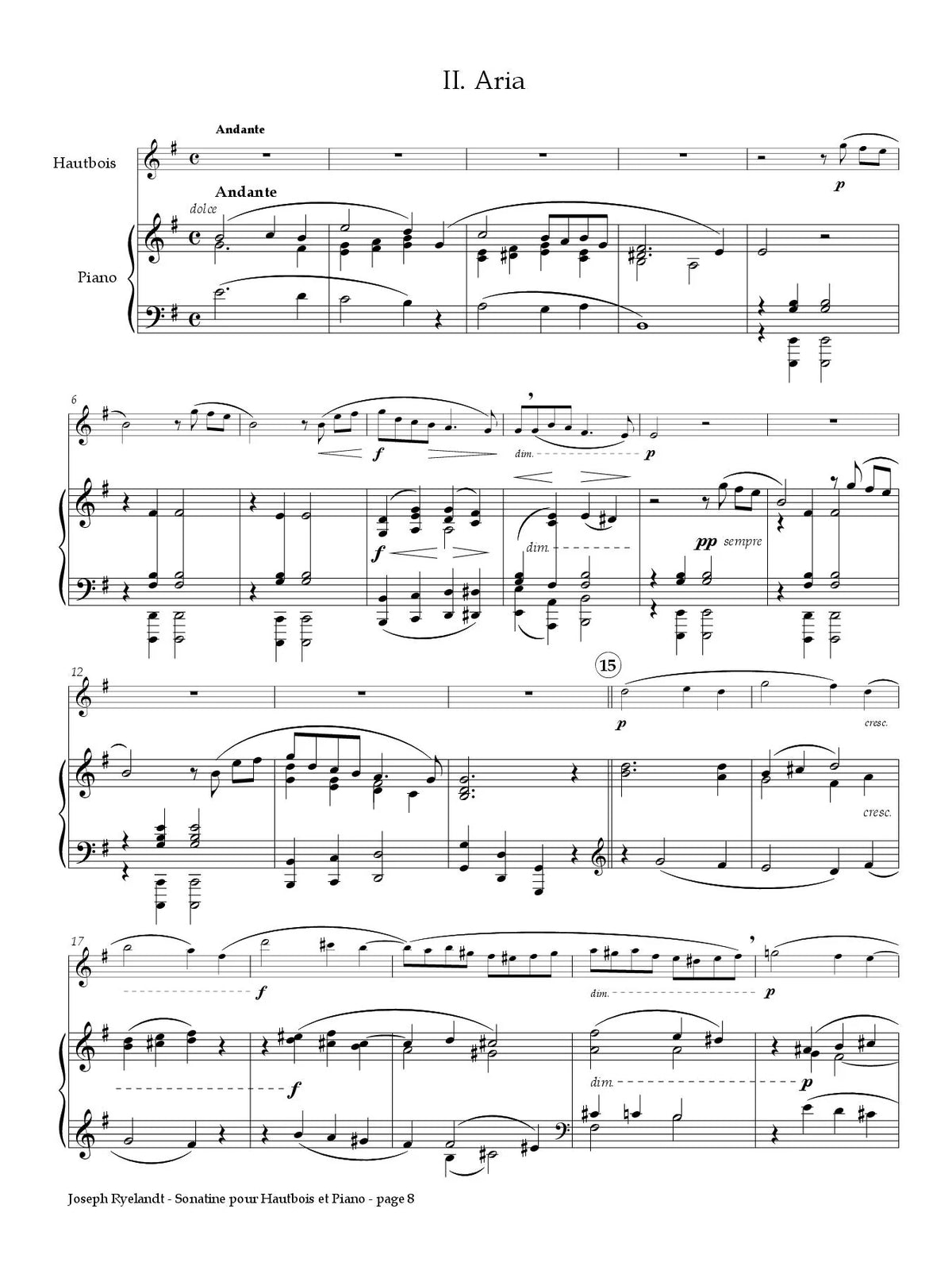 Ryelandt: Oboe Sonatina, Op. 28