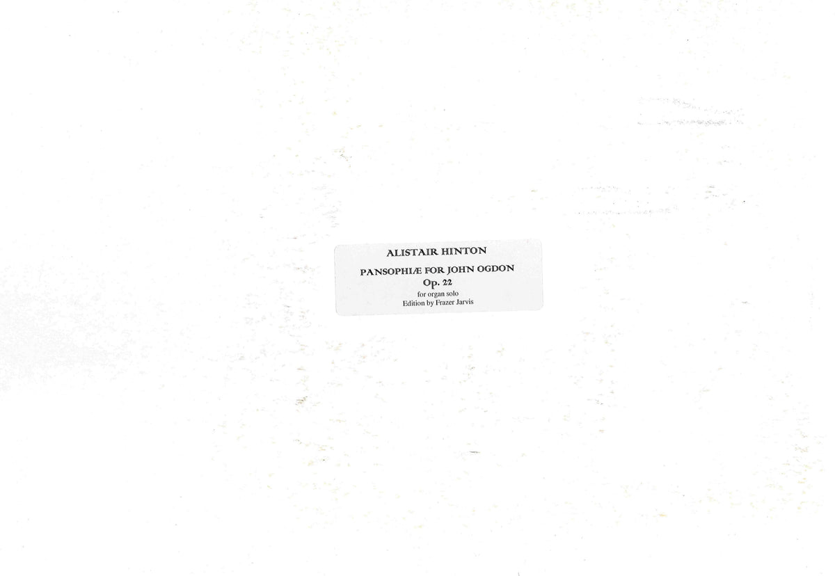 Hinton: Pansophiae for John Ogdon, Op. 22