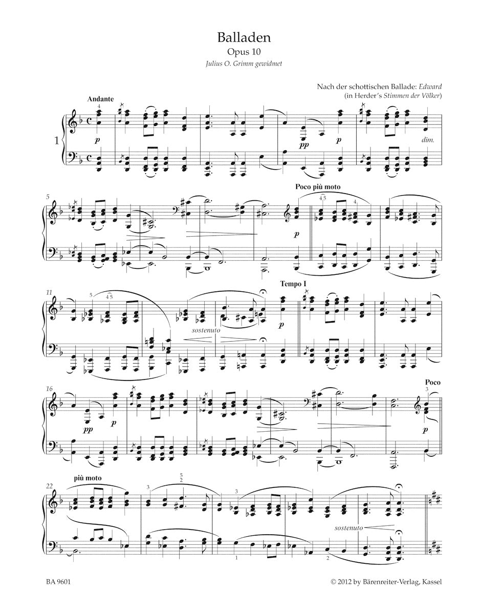 Brahms: 4 Ballades, Op. 10