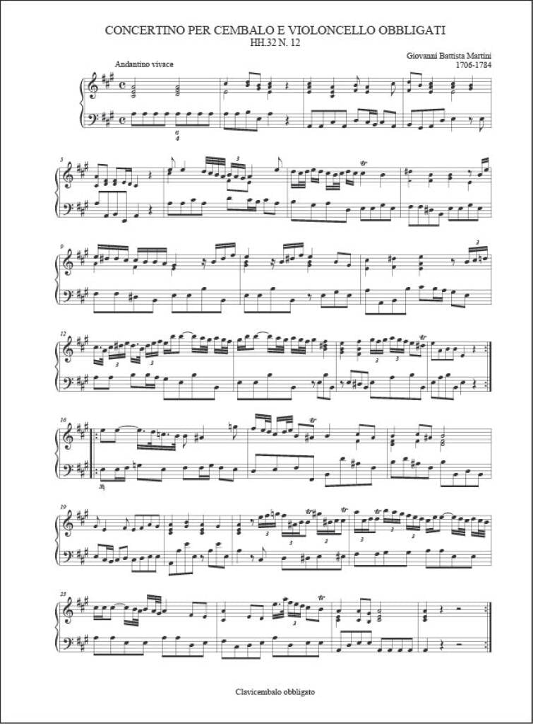 Martini: Concertino for Harpisichord & Cello Obbligato