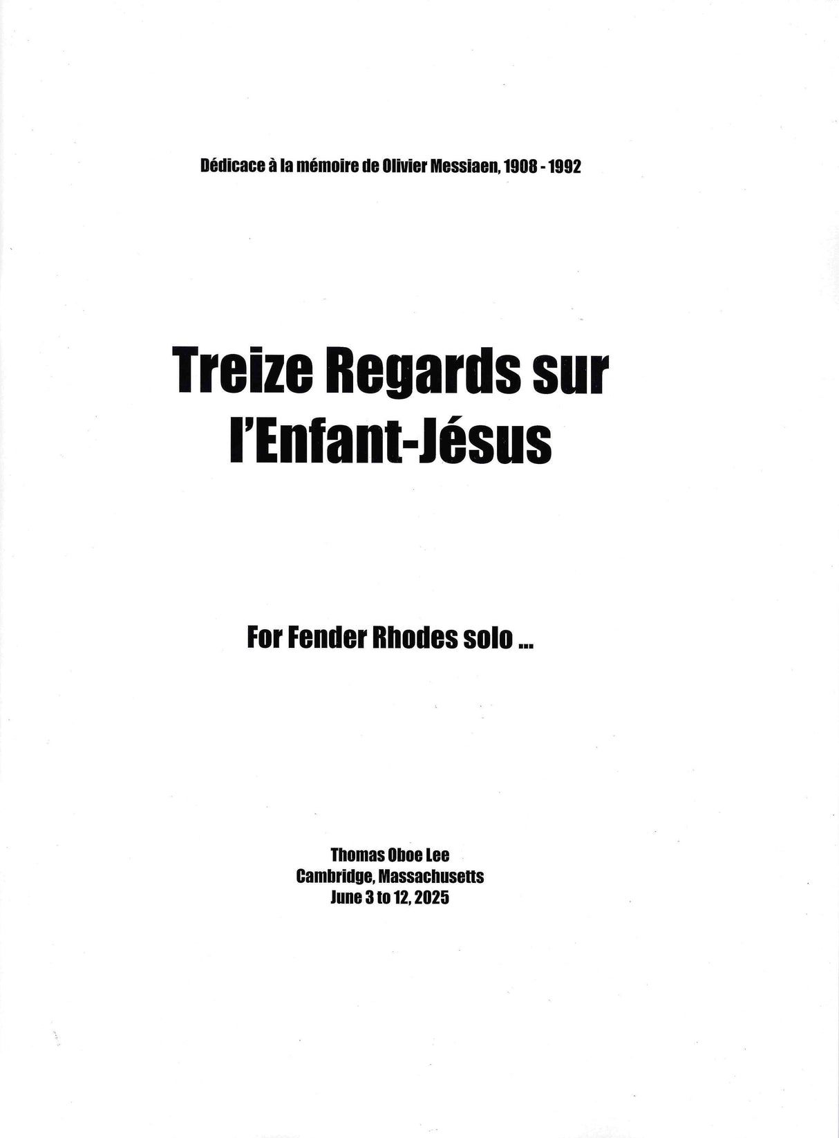 T.O. Lee: Treize Regards sur L'Enfant-Jésus