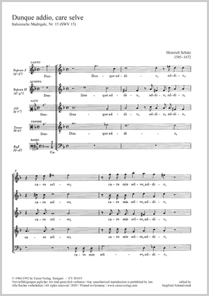 Schütz: Dunque addio (So farewell, beloved woods), SWV 15