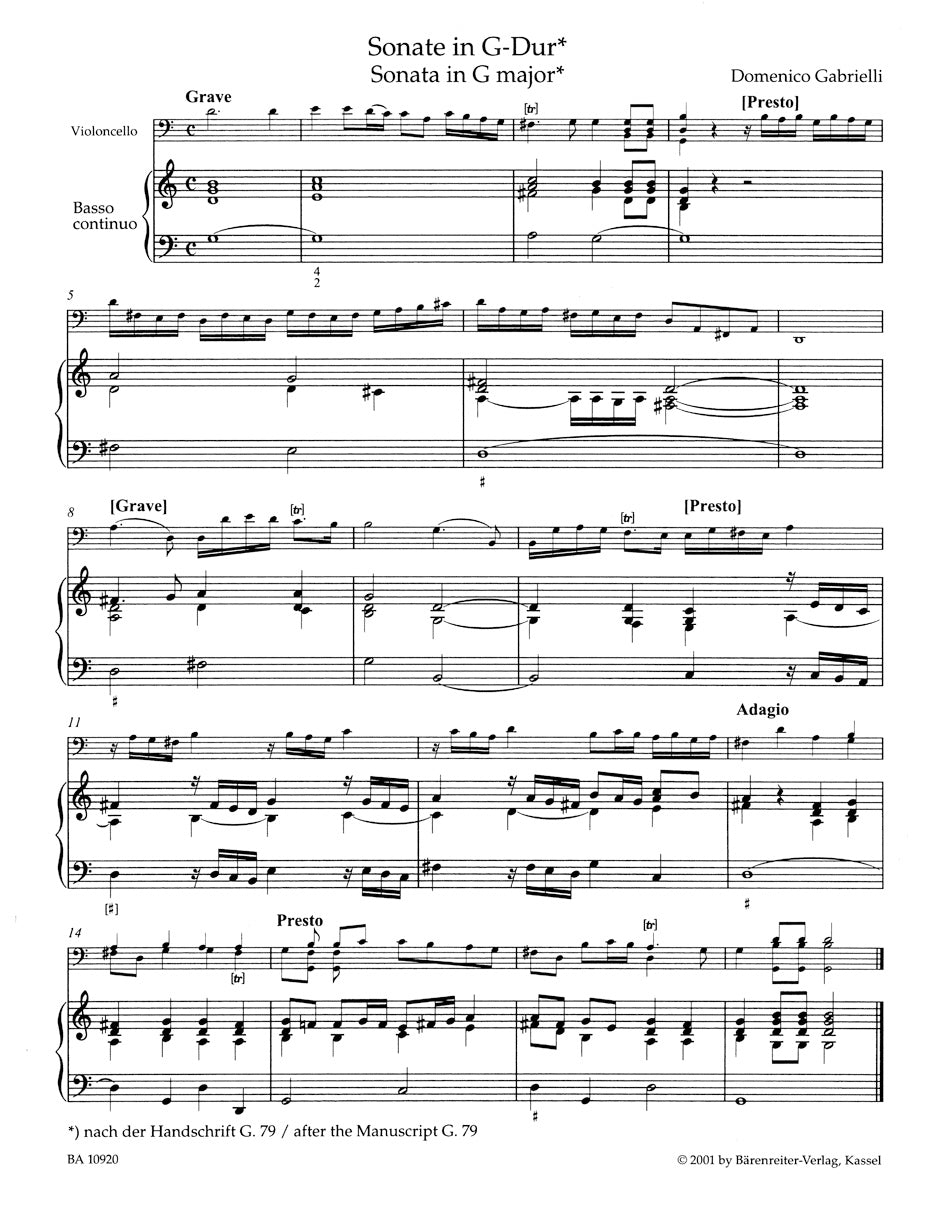 Gabrielli: The Complete Works for Cello