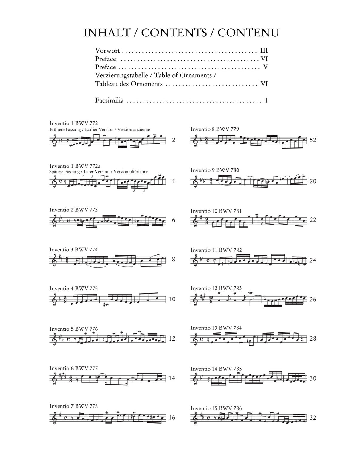 Bach: Two-Part Inventions, BWV 772-786