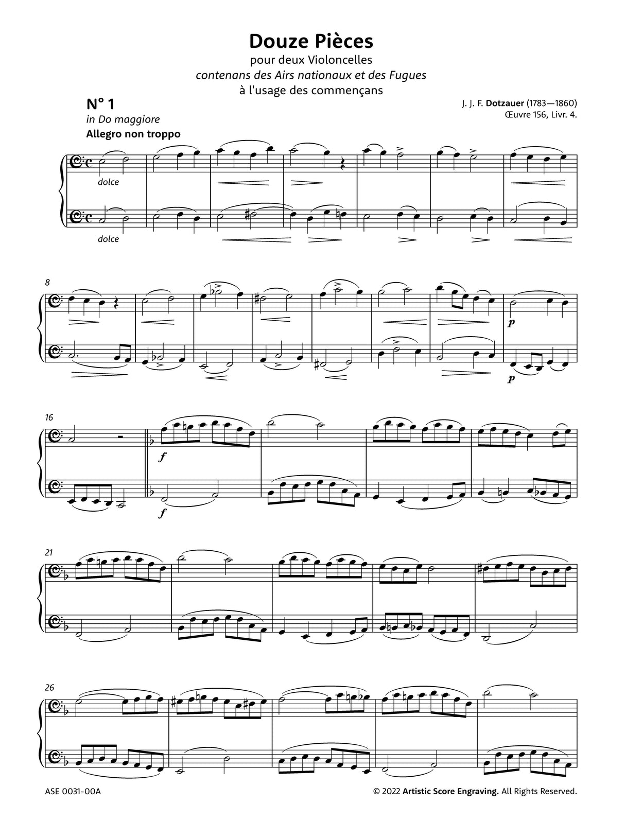 Dotzauer: Twelve Pieces, Op. 156 (Book 4)
