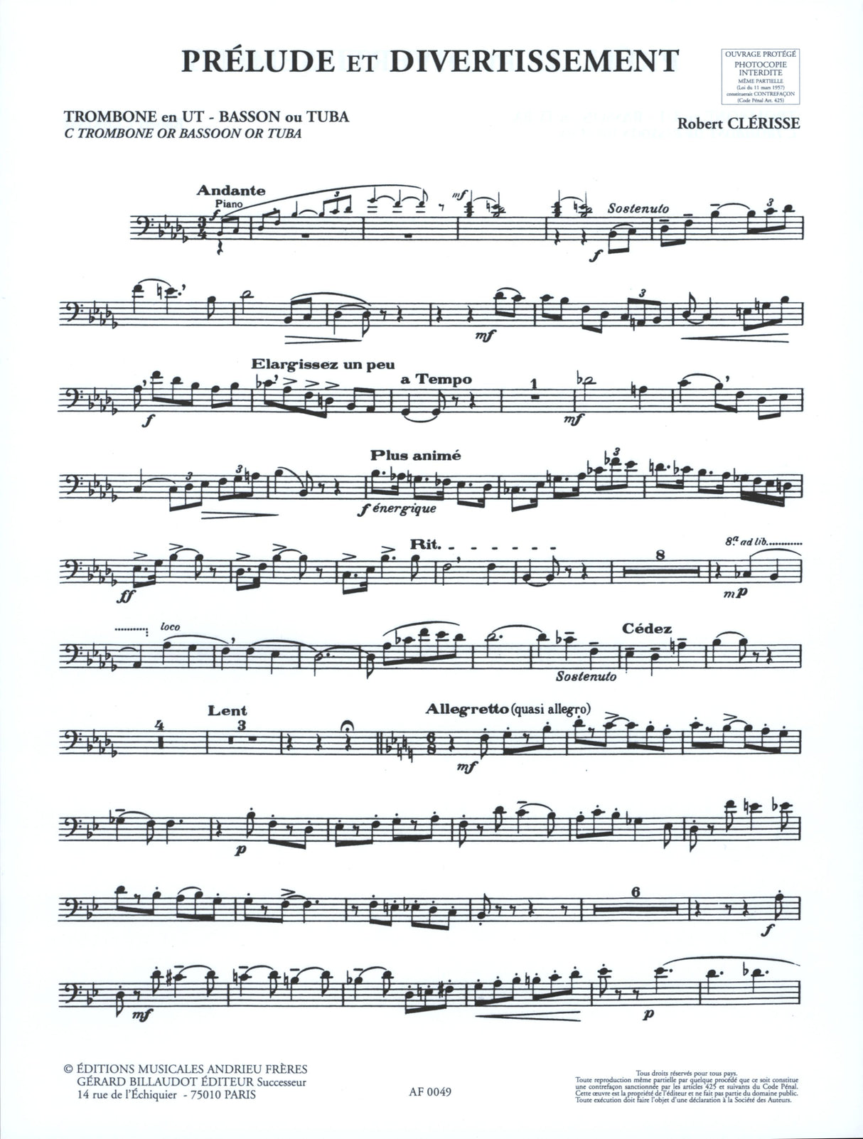 Clérisse: Prélude et divertissement