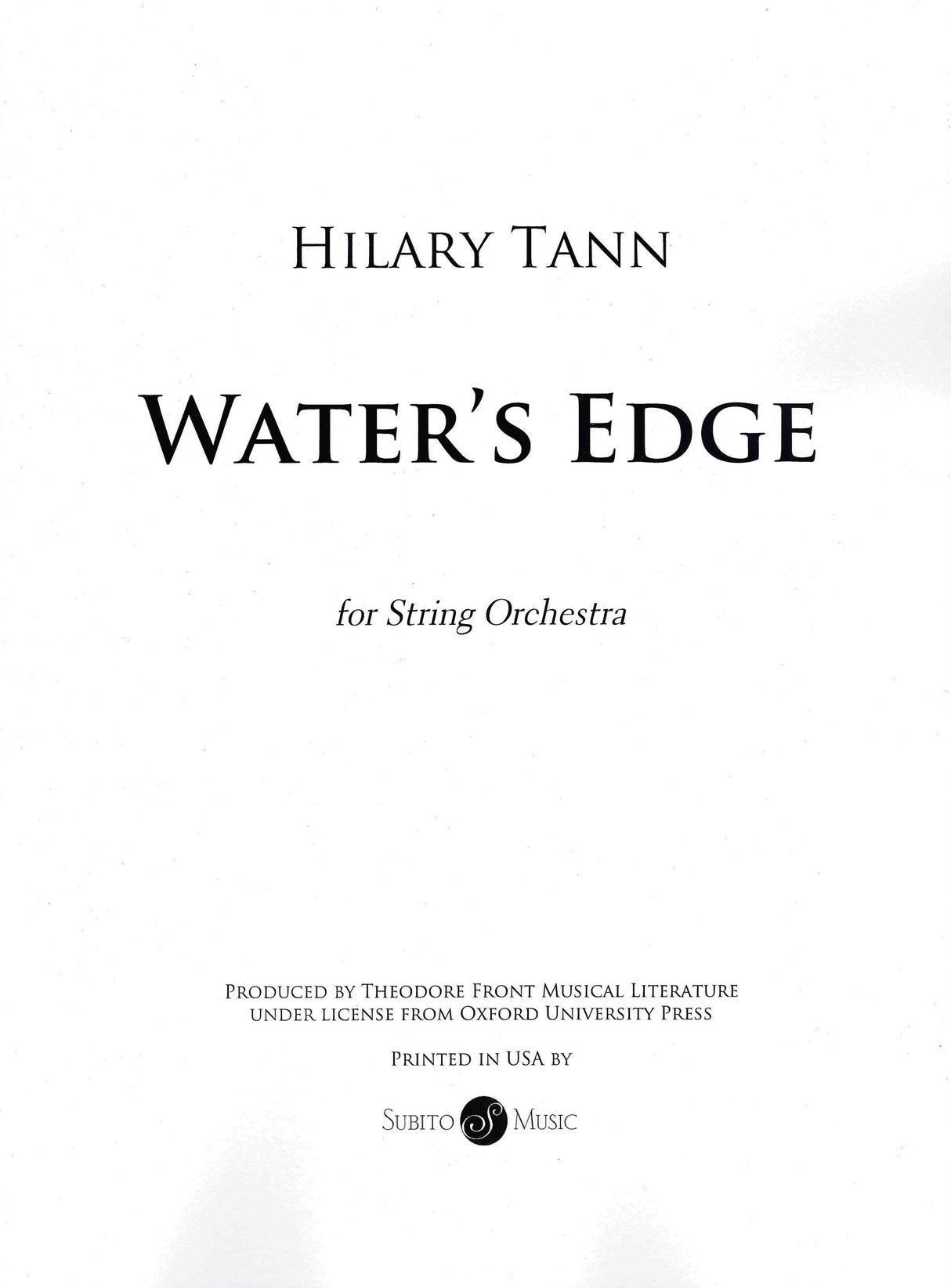 Tann: Water's Edge (Version for String Orchestra)