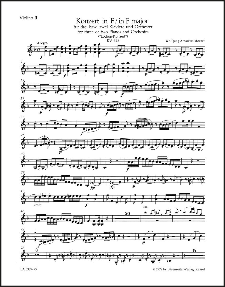 Mozart: Concerto No. 7 for 2 or 3 Pianos, K. 242 ("Lodron Concerto")