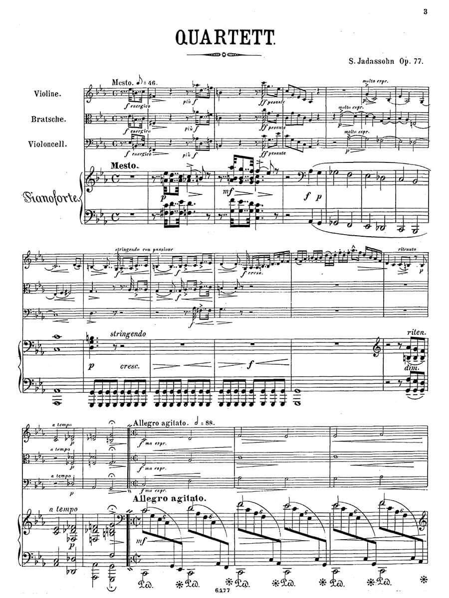 Jadassohn: Piano Quartet No. 1 in C Major, Op. 77