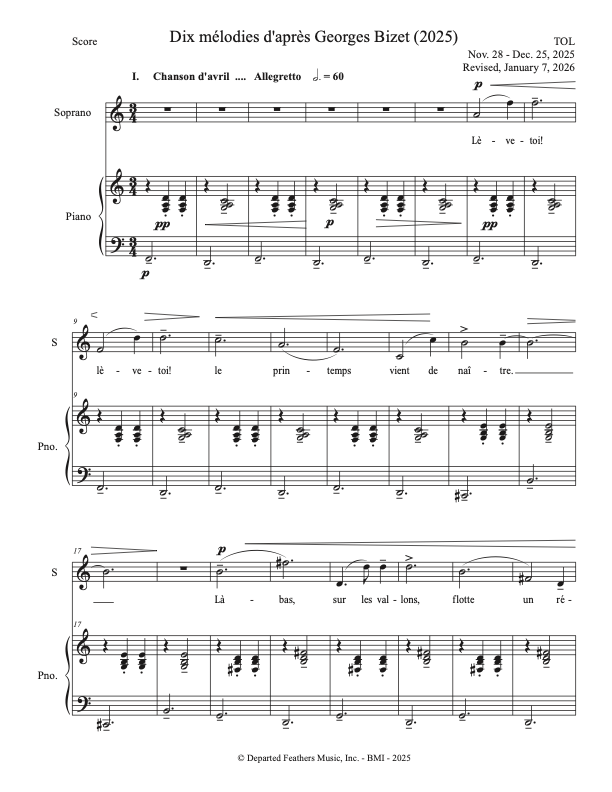 Lee: Dix Mélodies d'après Georges Bizet