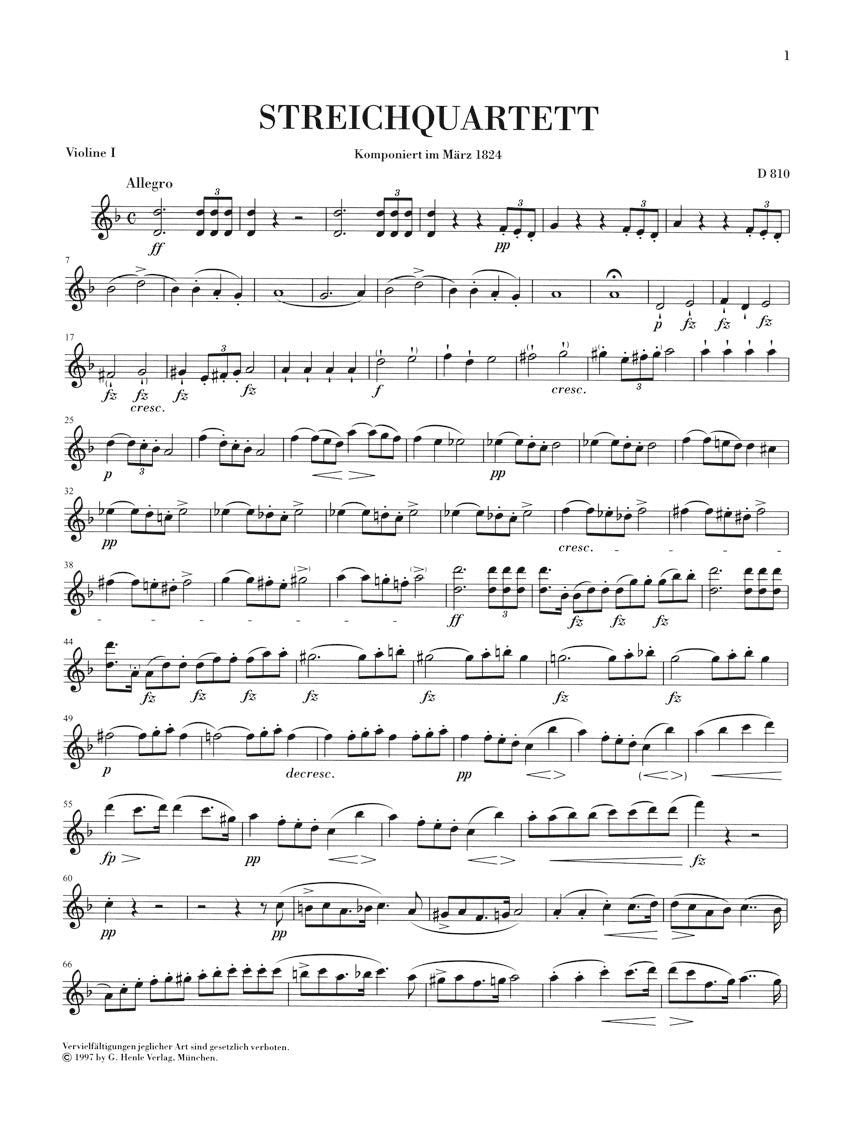 Schubert: String Quartet in D Minor, D 810