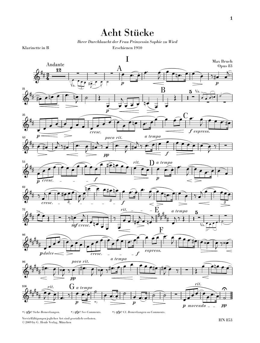 Bruch: Eight Pieces, Op. 83