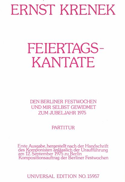 Krenek: Feiertags-Kantate