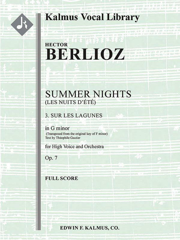 Berlioz: Sur les Lagunes, Op. 7, No. 3 (transposed to in G Minor