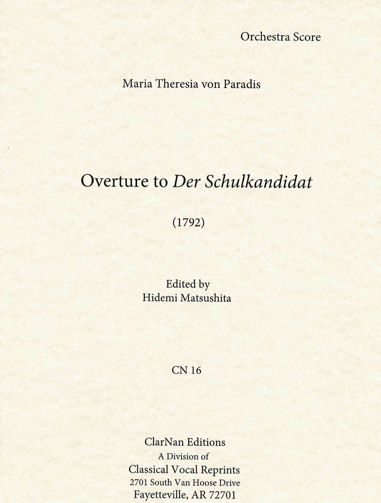 Paradis: Overture Der Schulkandidat