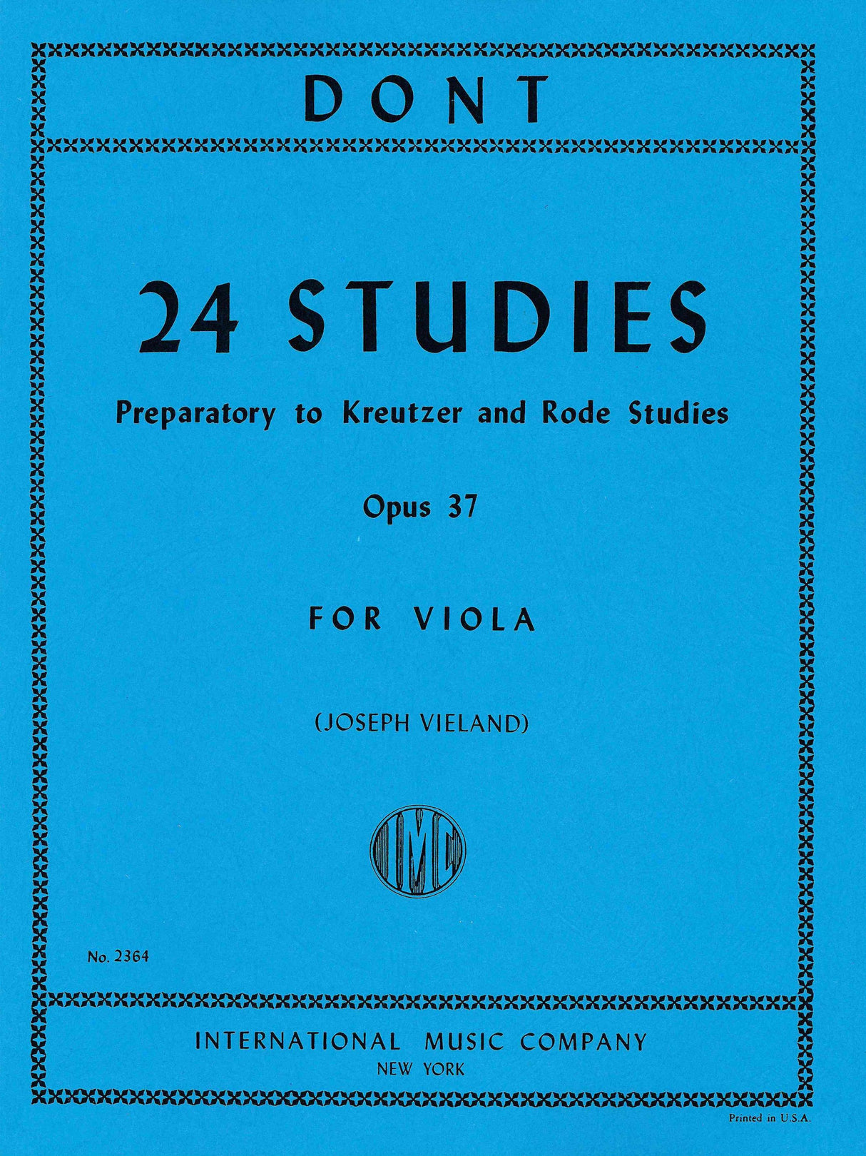 Dont: 24 Preparatory Exercises, Op. 37 (arr. for viola)
