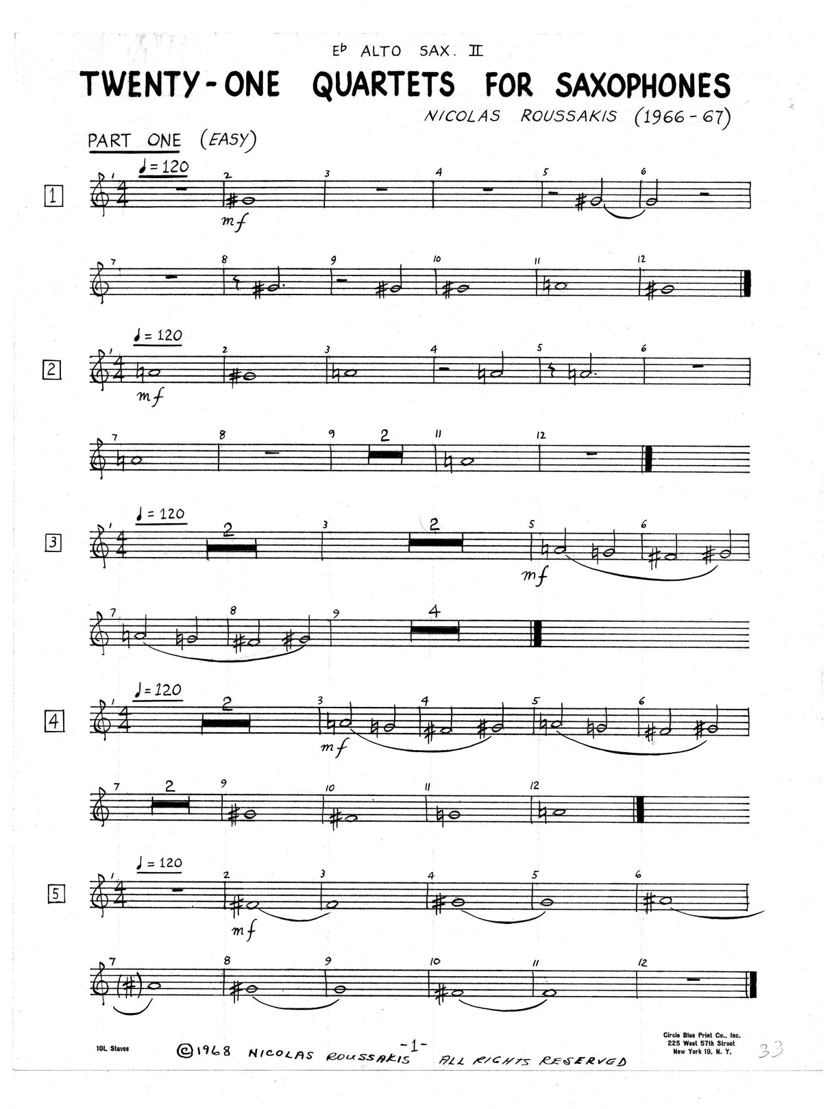 Roussakis: 21 Saxophone Quartets