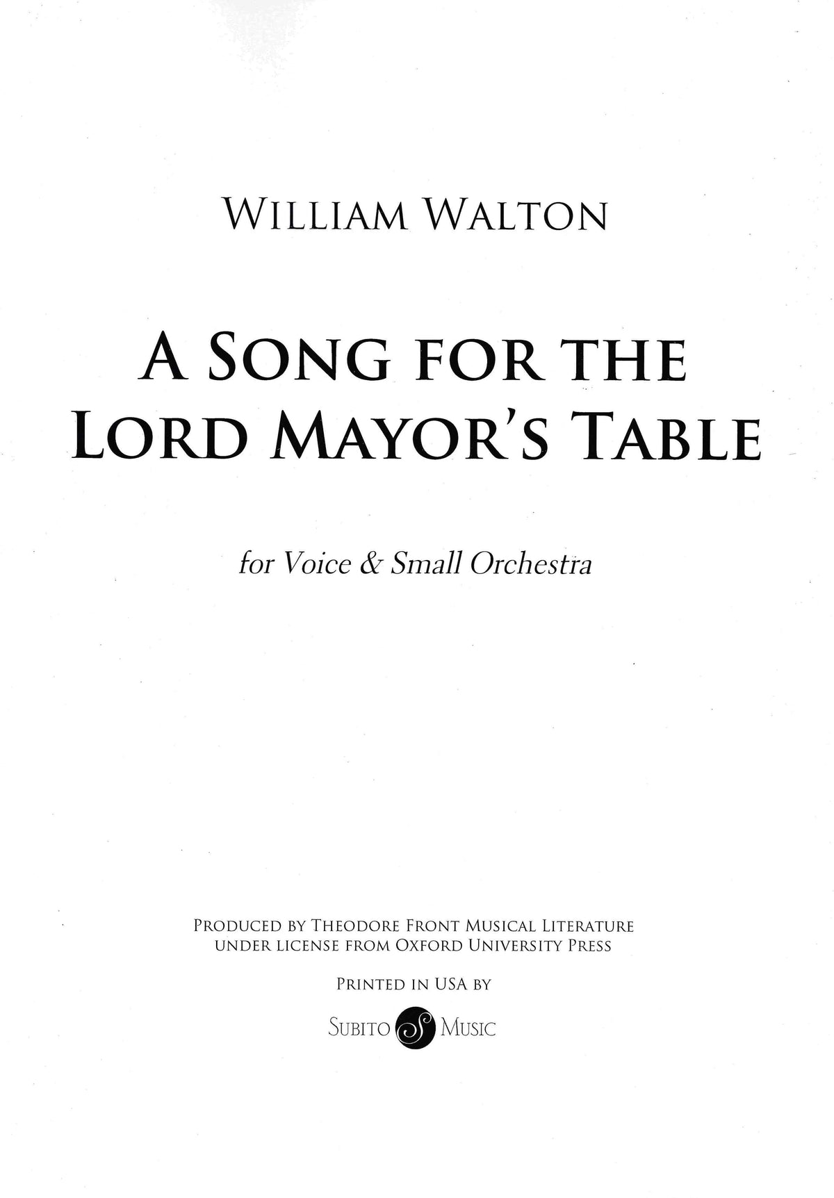 Walton: A Song for the Lord Mayor's Table