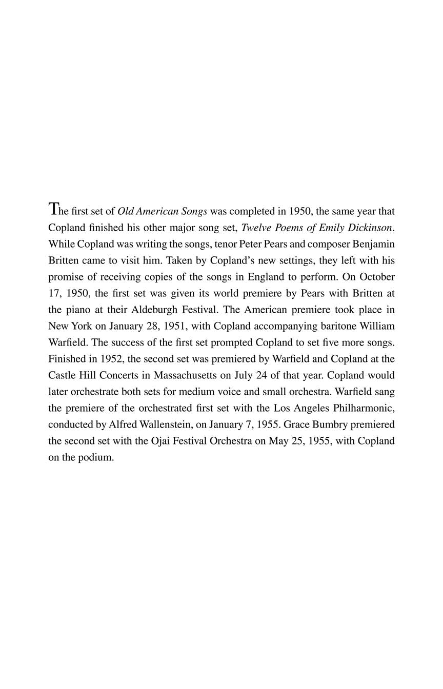 Copland: Old American Songs (arr. for SATB & piano)