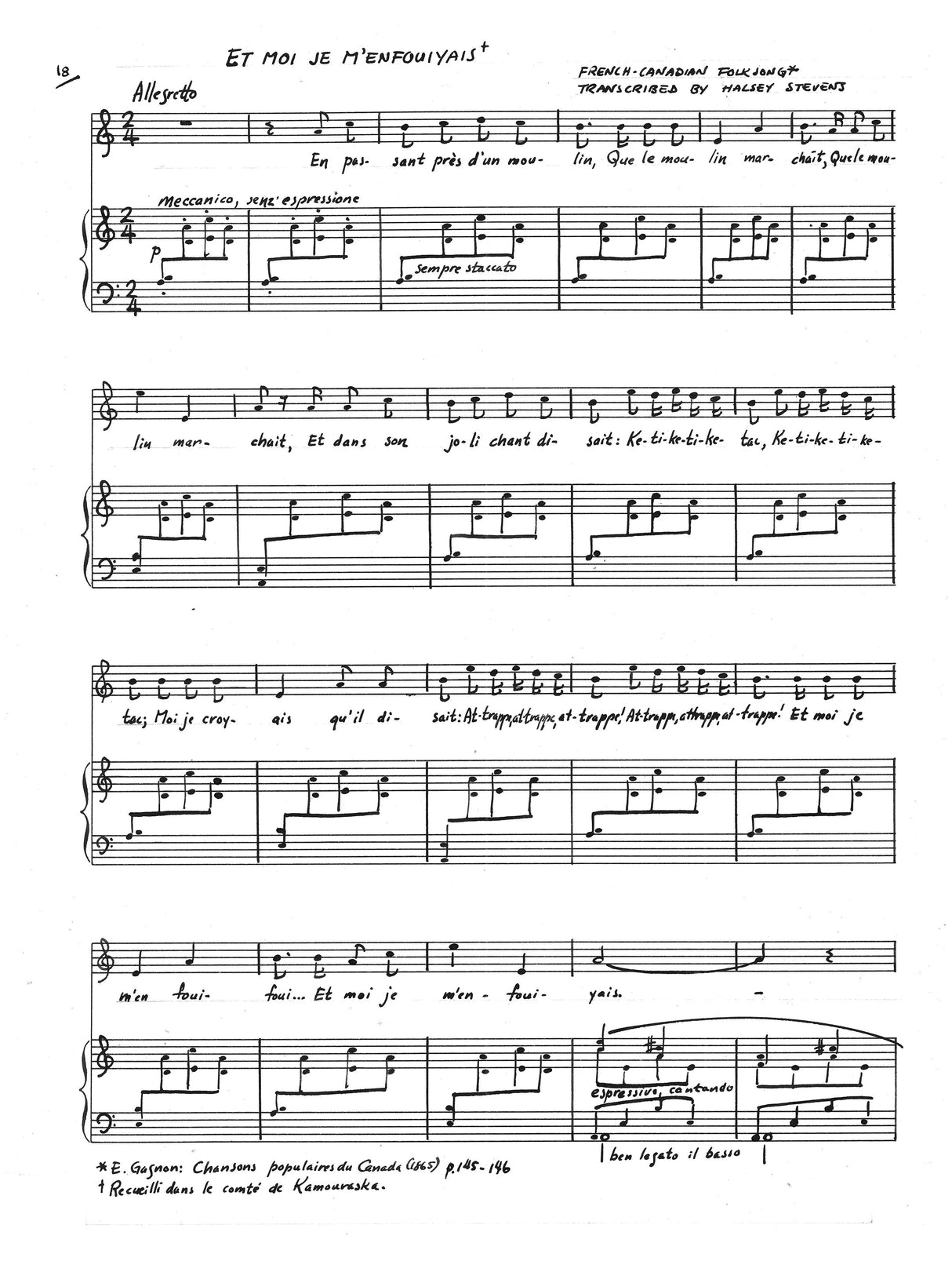 Stevens: Quatre Chansons Populaires du Canade