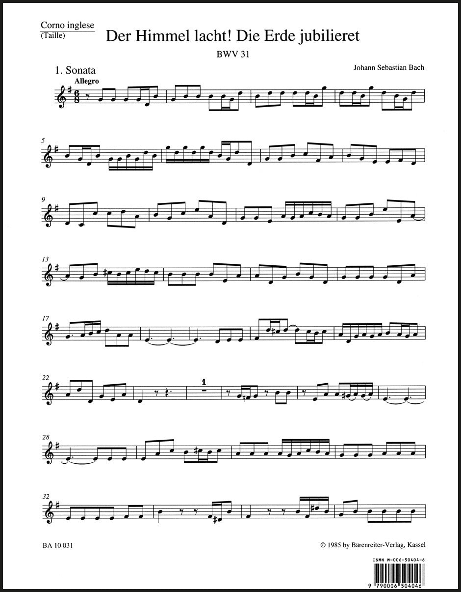 Bach: Der Himmel lacht! Die Erde jubilieret, BWV 31