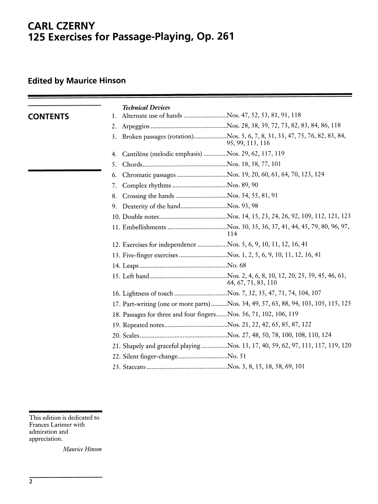 Czerny: 125 Exercises for Passage Playing, Op. 261