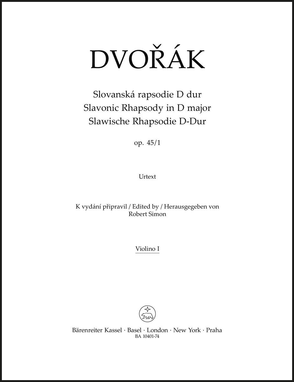 Dvořák: Slavonic Rhapsody in D Major, Op. 45, No. 1