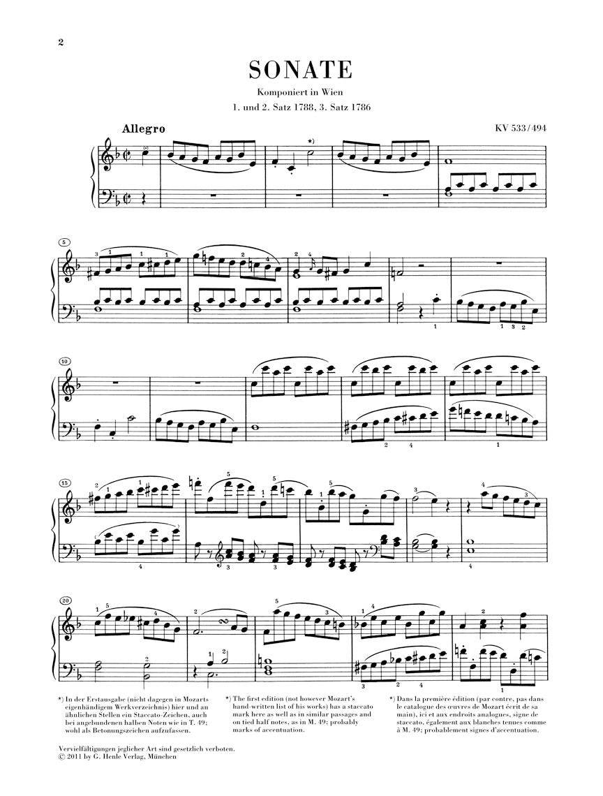 Mozart: Piano Sonata in F Major, K. 533/494