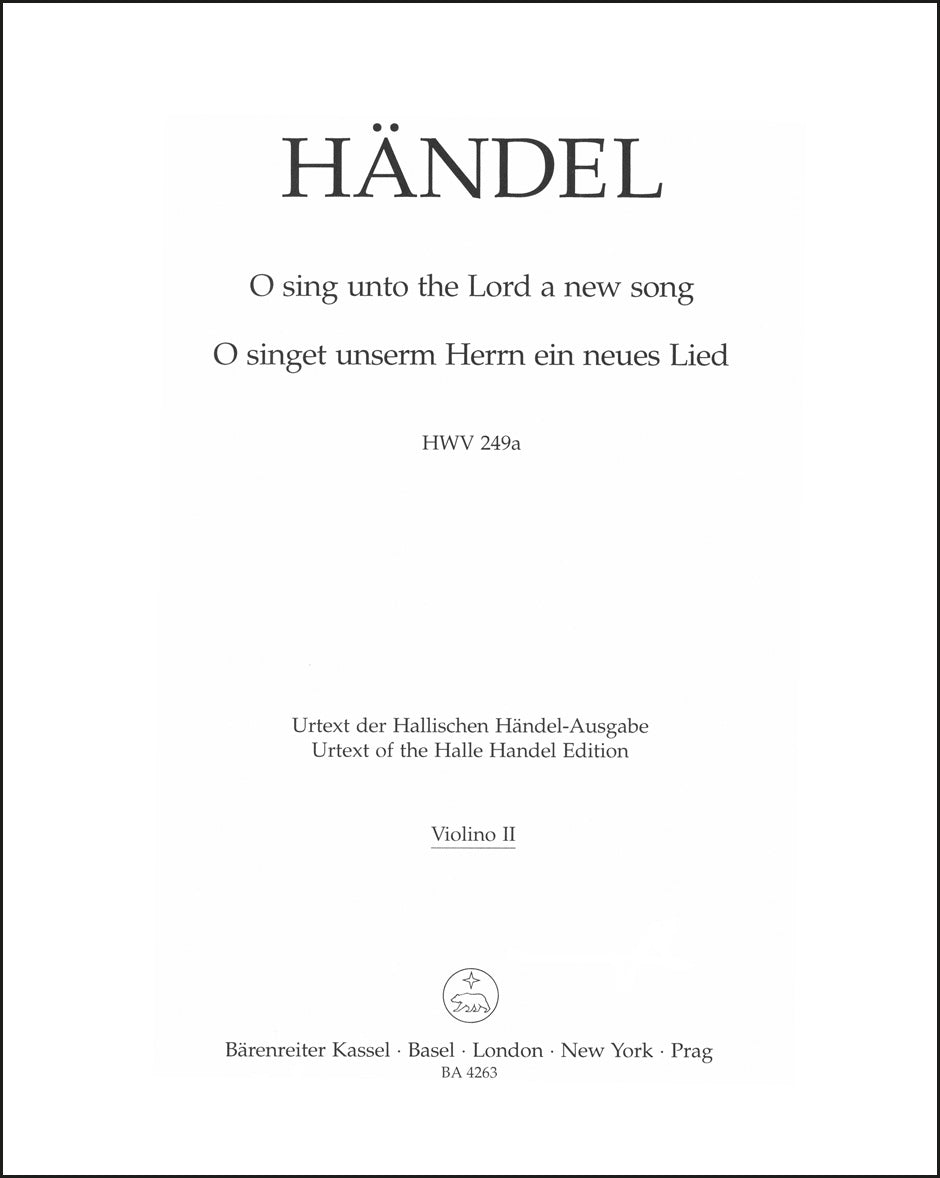 Handel: O sing unto the Lord a new song, HWV 249a