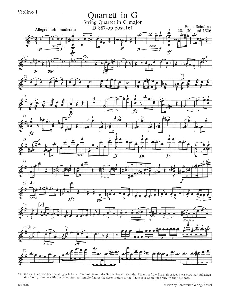 Schubert: String Quartet in G Major, Op. post. 161, D 887