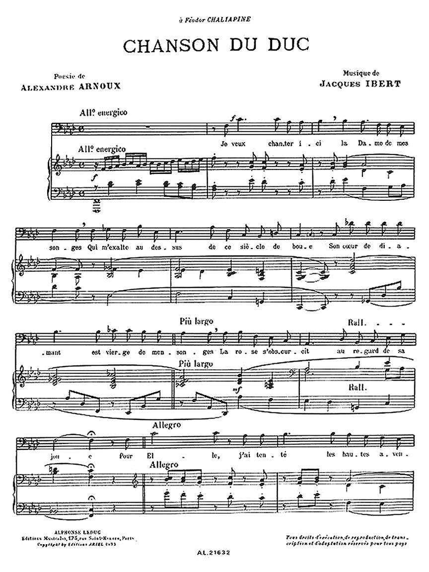 Ibert: Chanson du Duc