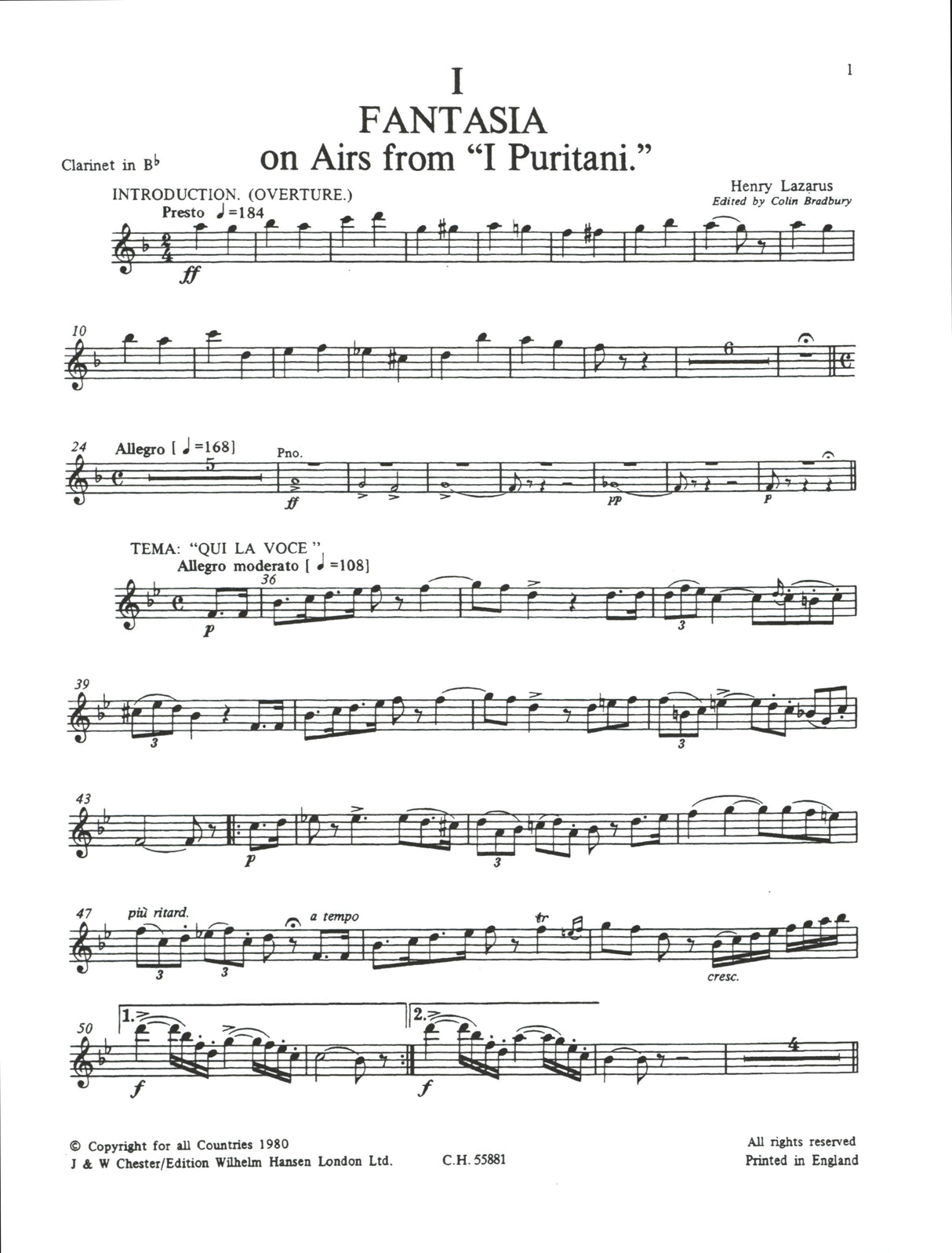 Lazarus: Fantasia on Airs from 'I Puritani'