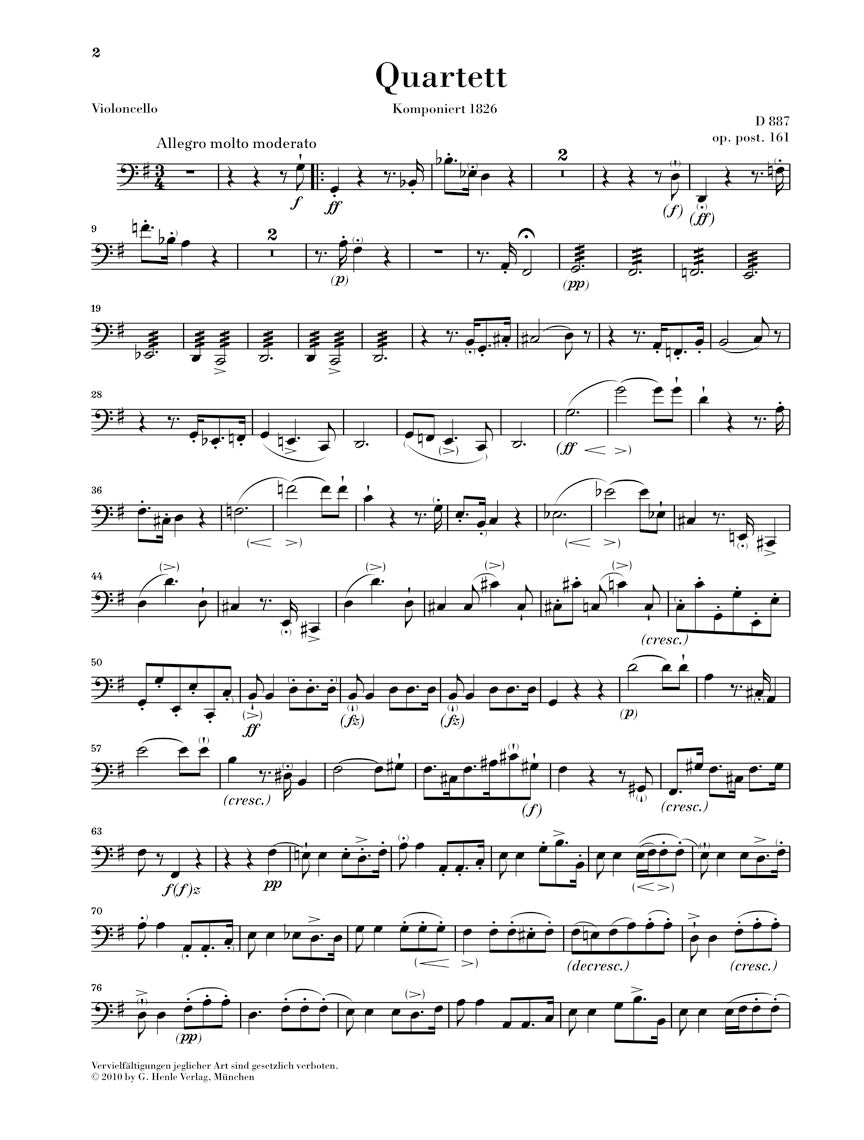 Schubert: String Quartet in G Major, Op. posth. 161, D 887