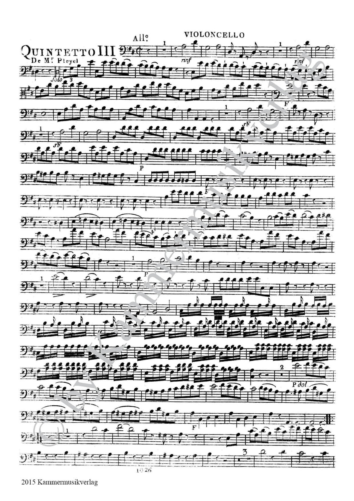 Pleyel: String Quintet in D Major, B. 2627