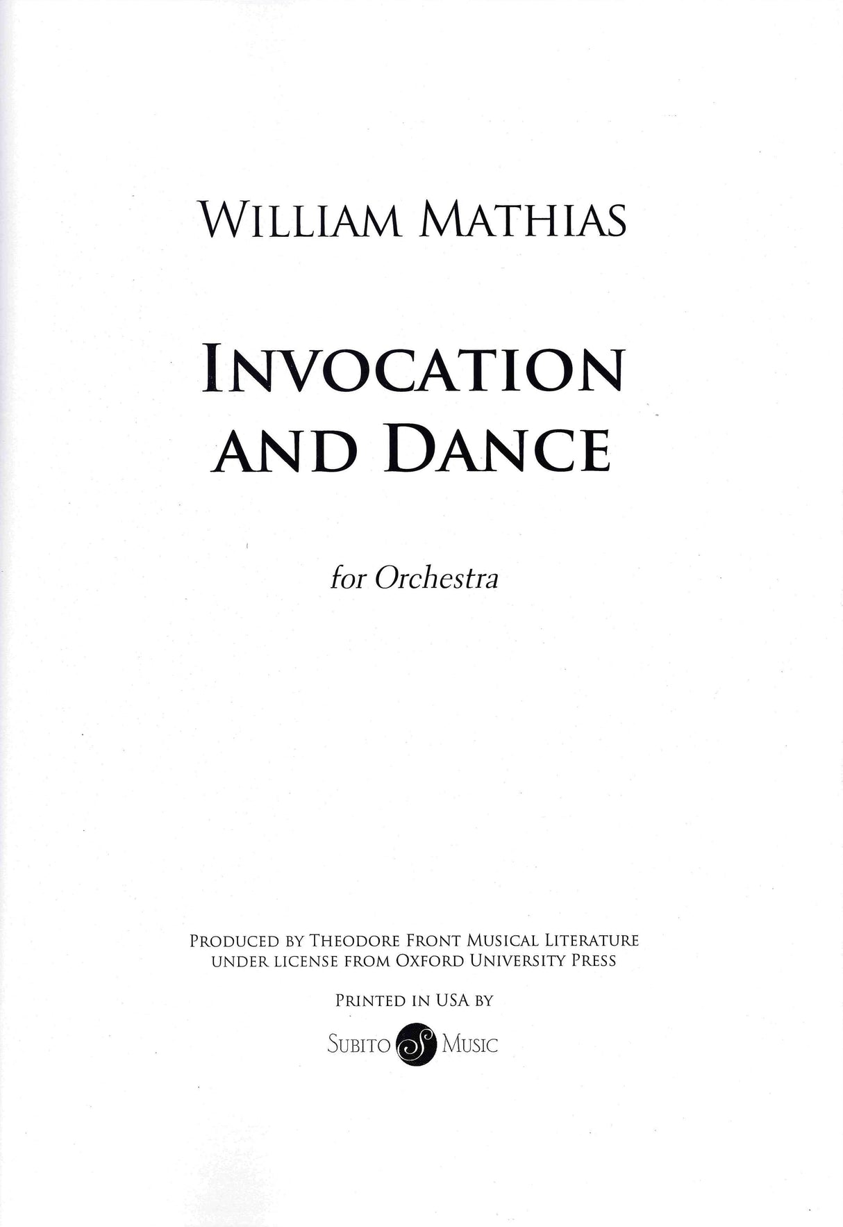 Mathias: Invocation and Dance, Op. 17