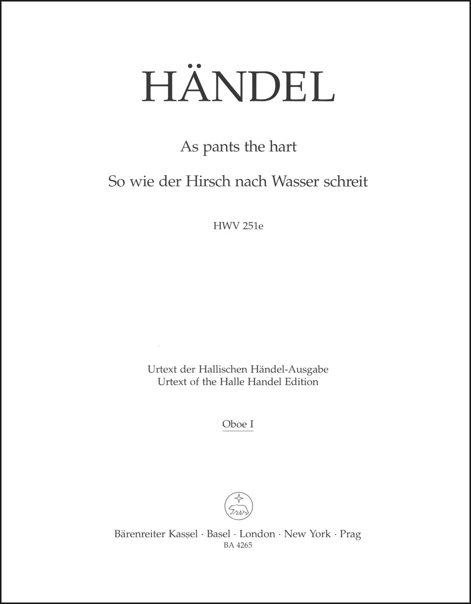 Handel: As pants the hart, HWV 251e