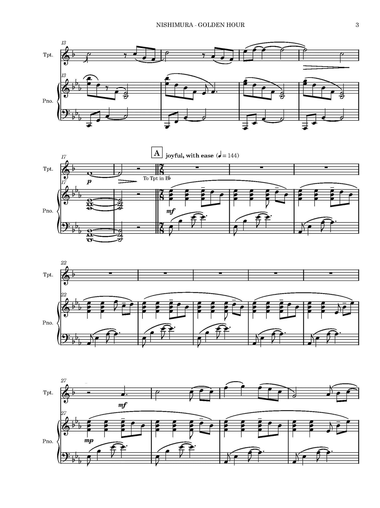 Nishimura: Golden Hour (Version for Trumpet & Piano)