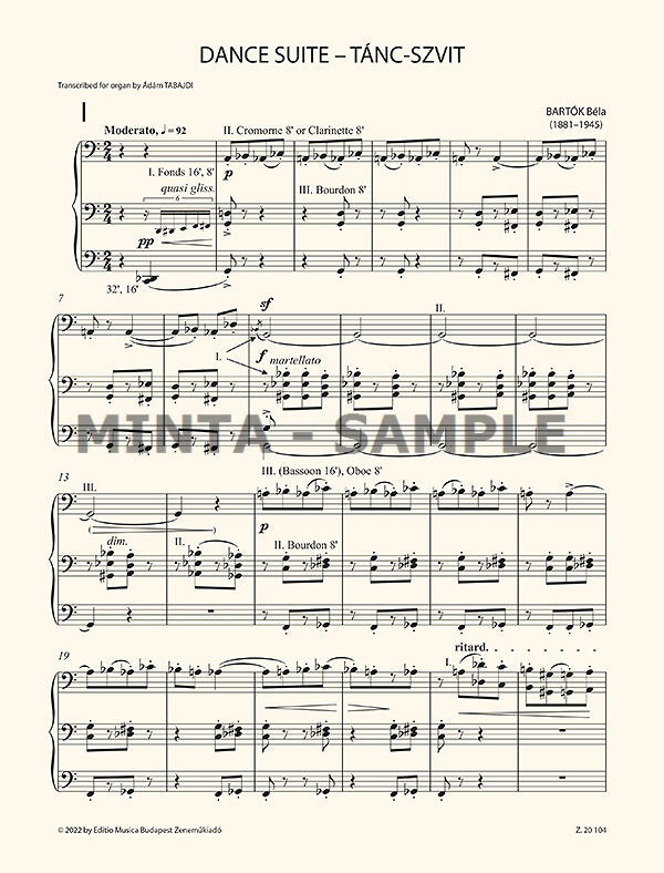 Bartók: Dance Suite (arr. for organ)