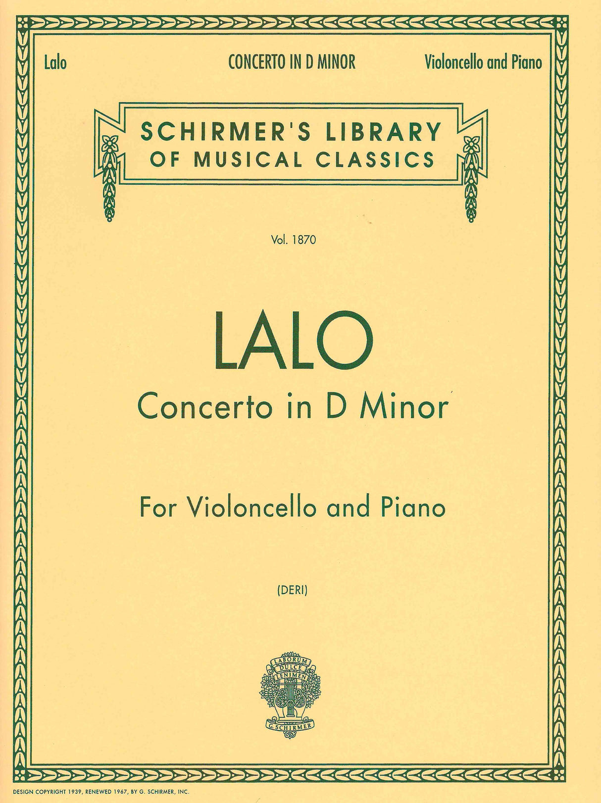 Lalo: Cello Concerto in D Minor
