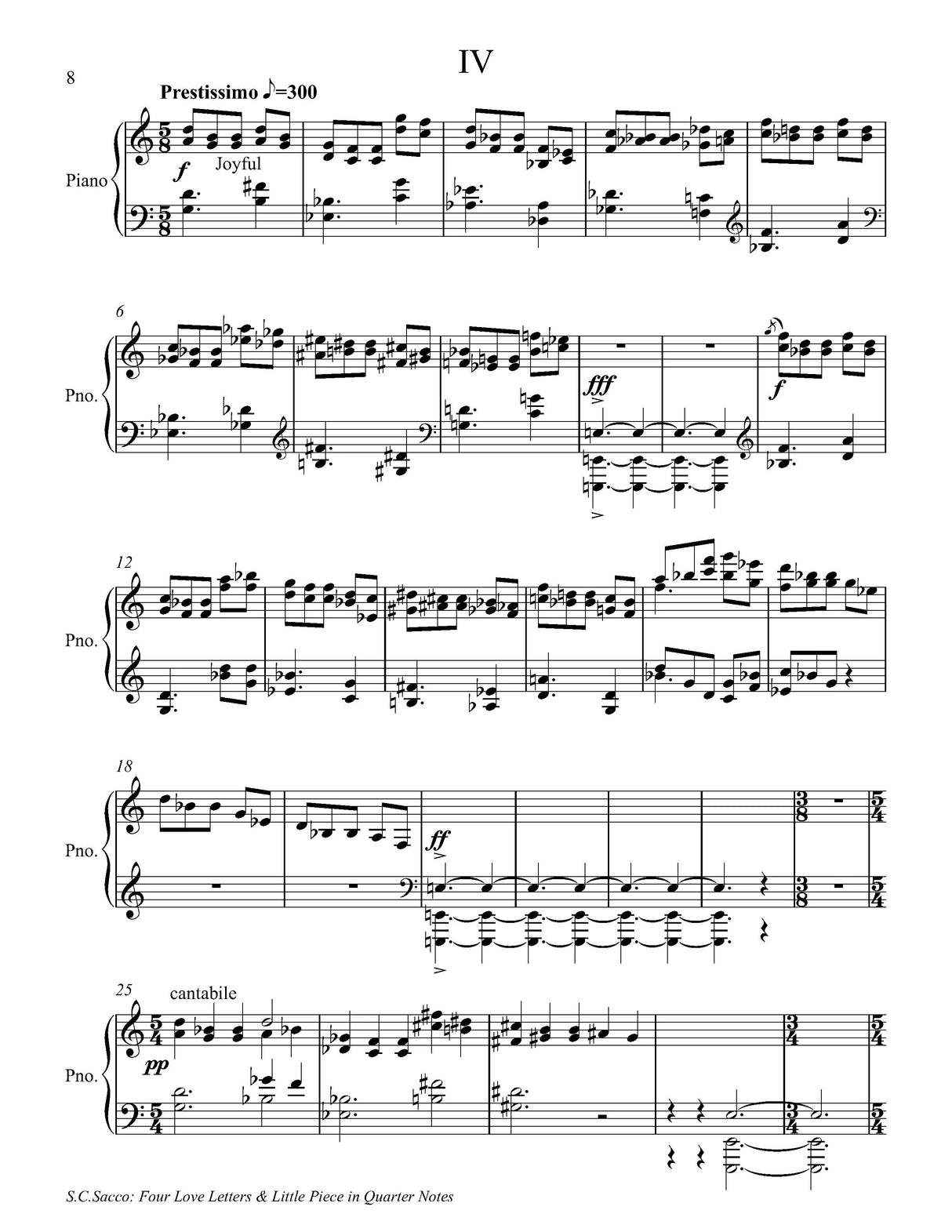 Sacco: 4 Love Letters & Little Piece in Quarter Notes