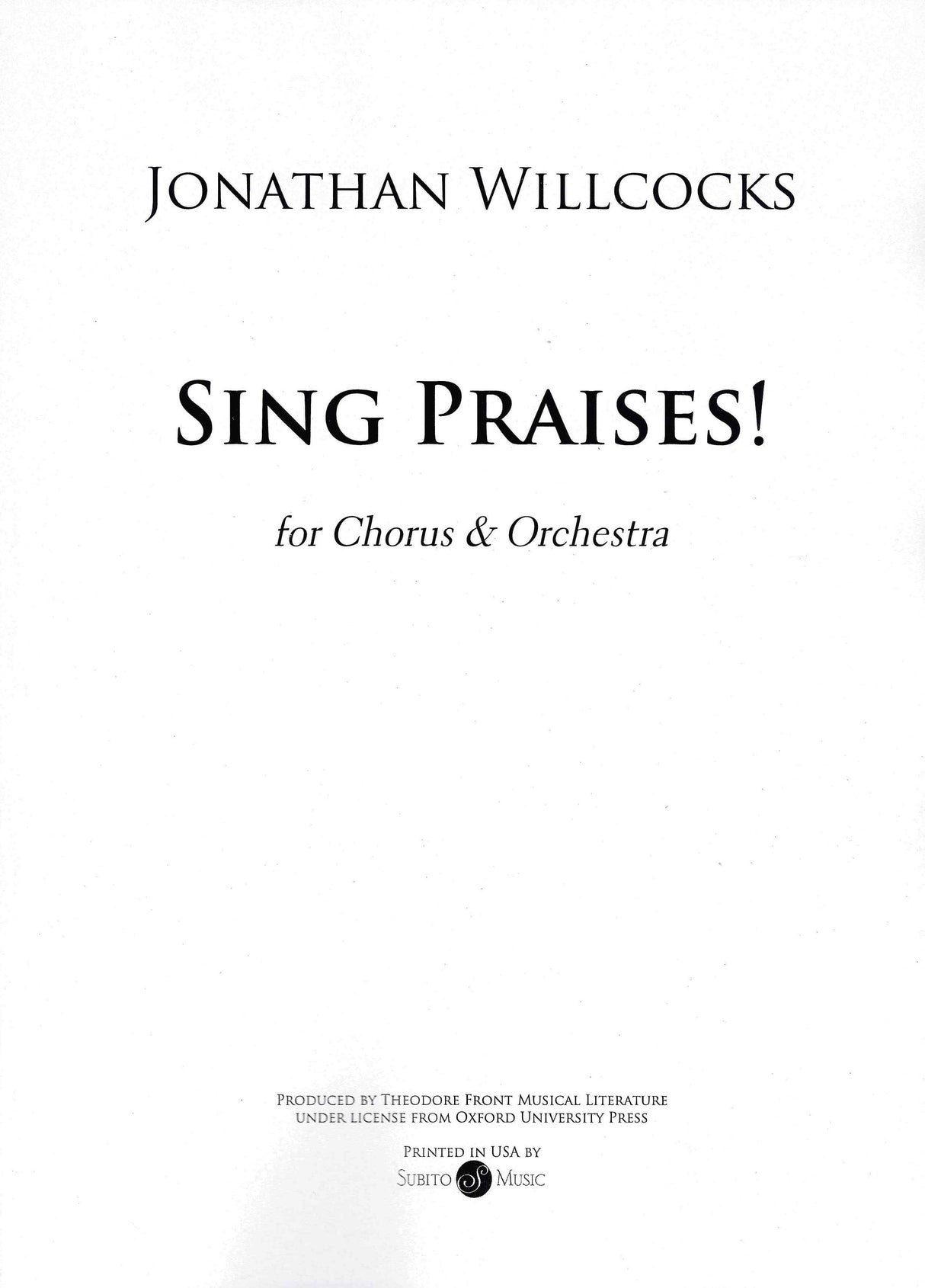 J. Willcocks: Sing Praises (Version for Orchestra)