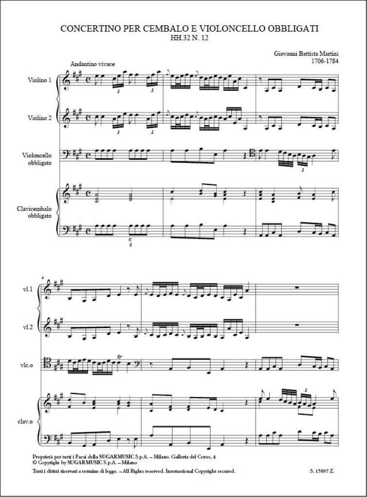 Martini: Concertino for Harpisichord & Cello Obbligato