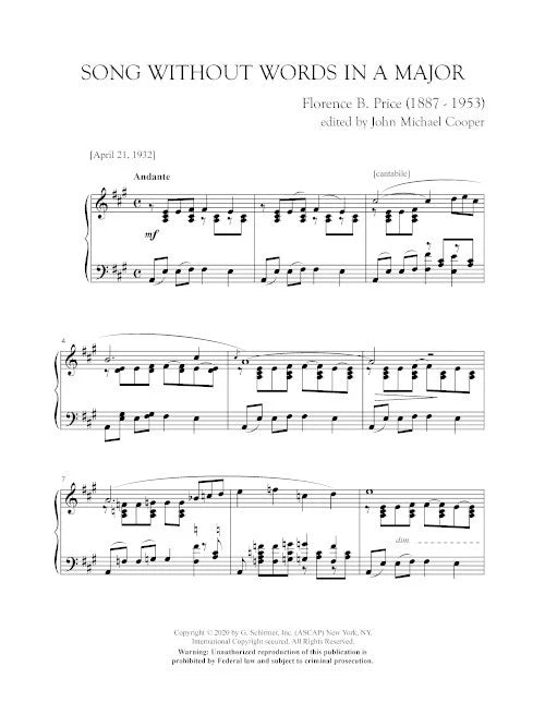 Price: Song Without Words in A Major