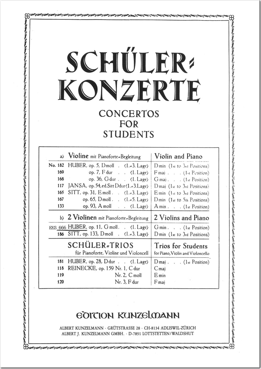 Huber: Concertino for 2 Violins, Op. 11